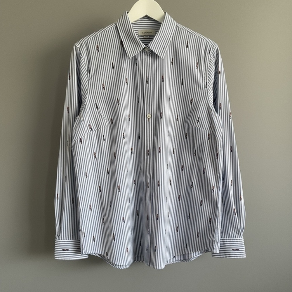 Banana Republic Navy and White Striped Shirt